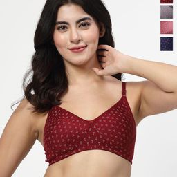 LILY Abstract Women Pack of 4 Printed T-shirt Full Coverage Bra-53