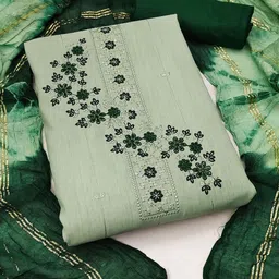KALINI Floral Embroidered Thread Work Soft Cotton Unstitched Dress Material-picture-17