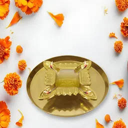 Metalsmith Bronze Textured Thali With Diya-image-3