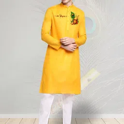 DEVOILER Men Shree Krishna Motif Printed Kurta image 1