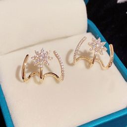FIMBUL Gold-Plated Cubic Zirconia Studded Floral Shaped Studs-21
