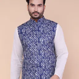 W & G Embroidered Mandarin Collar Nehru Jacket-20