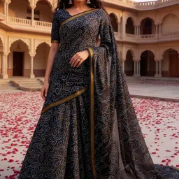 Moda Rapido Black Silk Blend Printed Sarees-picture-43