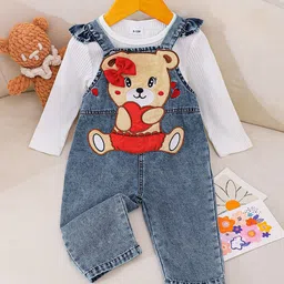 YK Infant Girls Applique Cotton Dungaree-picture-48