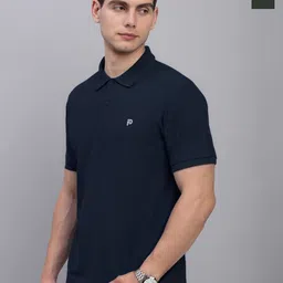 LUX PARKER Men Pack of 2 Solid Polo Collar Cotton T-shirts-image-4