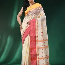 WoodenTant Woven Design Zari Pure Cotton Taant Saree-picture-29