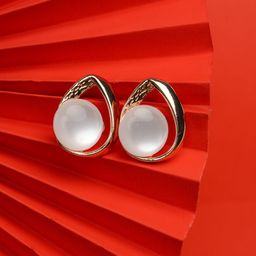Zeraki Jewels Rose Gold-Plated Contemporary Studs-2