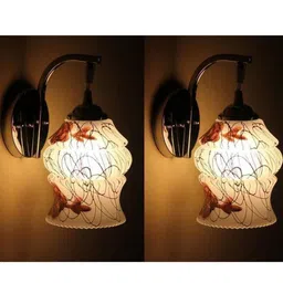 Somil Premium Designer Glass Wall / Night Lamp Elegant & Stylish Dcor Accent for Modern Interiors, color, White, Brown, Size:- 21 X 25 X 29 CM-image-91