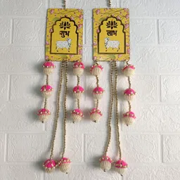 Sellplus 2-Pcs Yellow Pichwai Cow Wooden Festive Hanging-46