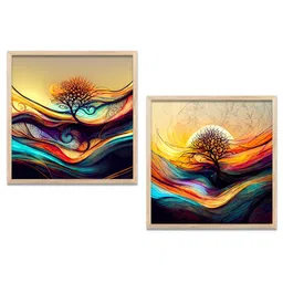 Kotart Brown & Blue 2 Pieces Printed Wooden Wall Arts-picture-39