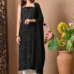THE WEAVERS SHOP BY RAAVI Floral Embroidered Pure Cotton Unstitched Dress Material-image-45