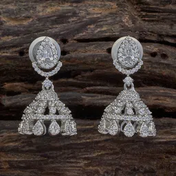 Kushal's Fashion Jewellery Rhodium Plated Zircon Studded Dome Shaped Jhumkas-23