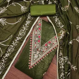 KALINI Embellished Pure Silk Unstitched Dress Material-image-67