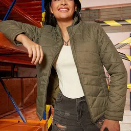 Campus Sutra Women Lightweight Puffer Jacket with Patchwork-image-82