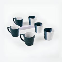 Storepedia Green & White Handcrafted Textured Ceramic Matte Cups Set of Cups and Mugs-15