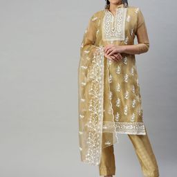 HERE&NOW Embroidered Organza Unstitched Dress Material-image-85