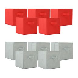 Kuber Industries Red & Grey 10 Pieces Drawer Organisers-0
