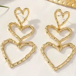 fabula Texture Triple Heart Shaped Drop Earrings-1