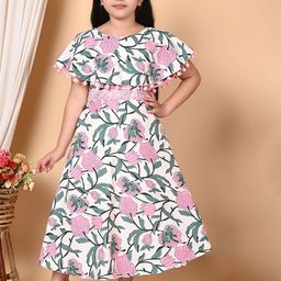 KAARIGARI Floral Print Cape Sleeve Maxi Dress-picture-23