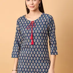 NEESH Print Tie-Up Neck Crepe High-Low Longline Top-picture-14