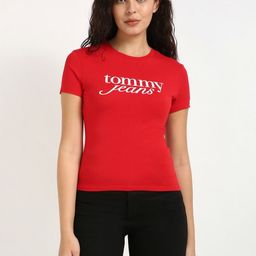 Tommy Hilfiger Women Typography Applique Slim Fit T-shirt-image-45