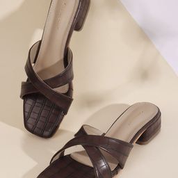Chemistry Women Textured Open Toe Block Heel Sandals-image-11