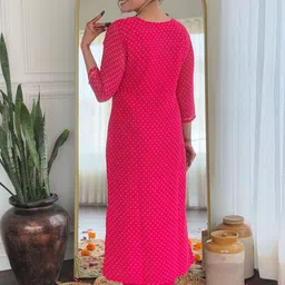 Moda Rapido Bandhani Printed Thread Work Kurta With Trousers & Dupatta image 4