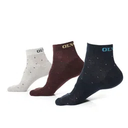 OLWEN Men Pack Of 3 Printed Cotton Ankle-Length Socks-image-55
