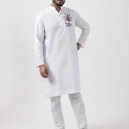 DEVOILER Men Ethnic Motifs Printed Mandarin Collar Cotton Kurta-image-9