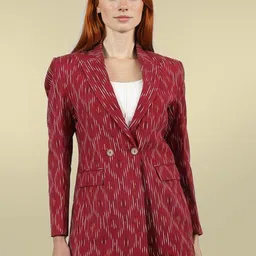 Talethread Ikat Printed Cotton Single-Breasted Casual Blazer-picture-18