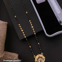 Queenzart Gold-Plated Artificial Stones and Beads Mangalsutra-1