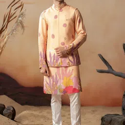 HILO DESIGN Men Embroidered Regular Kurta with Trousers-image-46