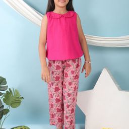 Sangria Girls Peter Pan Collar Pure Cotton Top With Trouser-picture-23