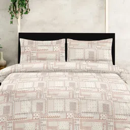 Ariana Peach & Brown Printed Cotton 210 TC King Bedsheet Set 2.70 m x 2.25 m-image-21