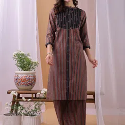 Saanjh Women Printed Regular Pure Cotton Kurta with Trousers-52