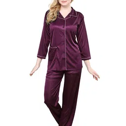 TIGYWIGY Three-Quarter Sleeves Satin Shirt With Pyjama-image-19