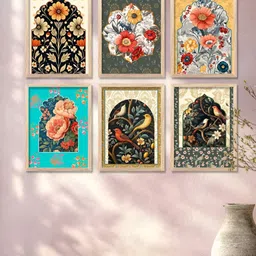 Kotart Brown & Blue 6 and more Piece Wood Abstract Wall Paintings-image-19