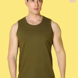 WOOSTRO Pack Of 2 Pure Combed Cotton Gym VestsVWS26(ALONE RUST)(PLAIN OLIVE)-55