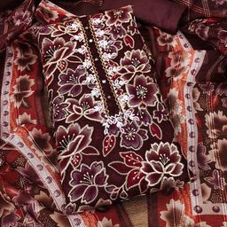 SHADOW & SAINING Floral Embroidered Sequinned Organza Unstitched Dress Material-picture-6