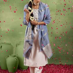 Libas Floral Embroidered Sequinned Straight Kurta With Trousers & Dupatta-picture-53