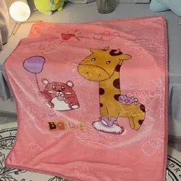 Butterthief Pink & Brown Cartoon Characters Mink Heavy Winter 210 GSM Single Bed Blanket-image-94