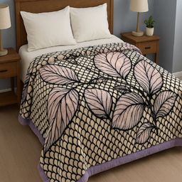 tundwal's White & Black Floral Mink Heavy Winter Double Bed Blanket-image-91