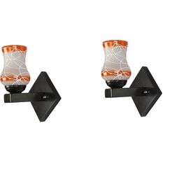 1ST TIME Orange & White 2 Pieces Printed Glass Contemporary Wall Lamps-picture-36