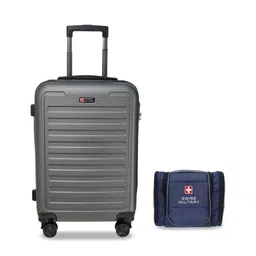 SWISS MILITARY Set Of 2 Textured Hard-Sided Cabin Luggage Trolley & Toiletry Bag-15