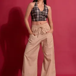 GARDEN PARTY Cotton Checks Sleeveless Waistcoat with Linen Trousers Co-Ord Set-11