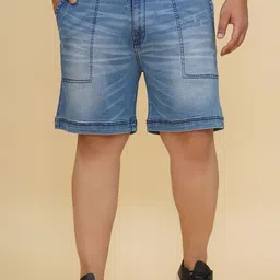 John Pride Plus Size Men Mid-Rise Stretchable Denim Shorts-69