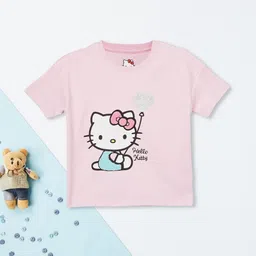 max Girls Hello Kitty Graphic Printed Round Neck Pure Cotton T-shirt-image-23
