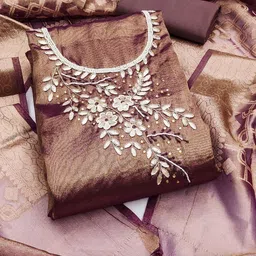 SHADOW & SAINING Floral Embroidered Beads And Stones Unstitched Dress Material-image-90