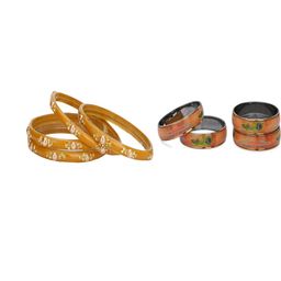 Somil Elegant Combo Glass Bangle Set | Handmade Traditional Chudi For Women | Perfect For Daily & Occasion Use, Combo of 2 Set, Yellow, Multicolor-image-86