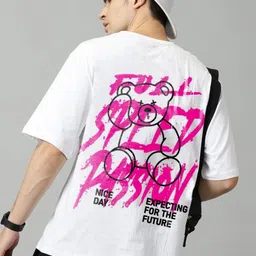 Mast & Harbour Men Bio Finish Graphic Printed Round Neck Cotton Oversized T-shirt-picture-2